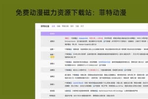 免费动漫磁力资源下载站：菲特动漫-资源网