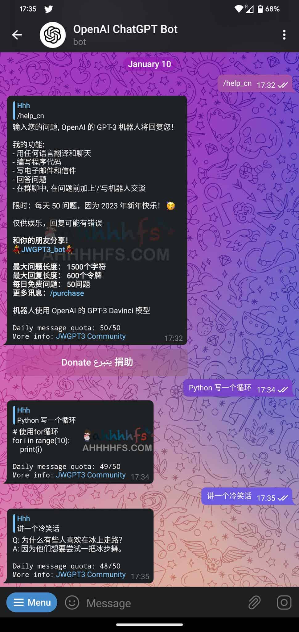 OpenAI GPT-3 Telegram电报机器人-OpenAI ChatGPT Bot