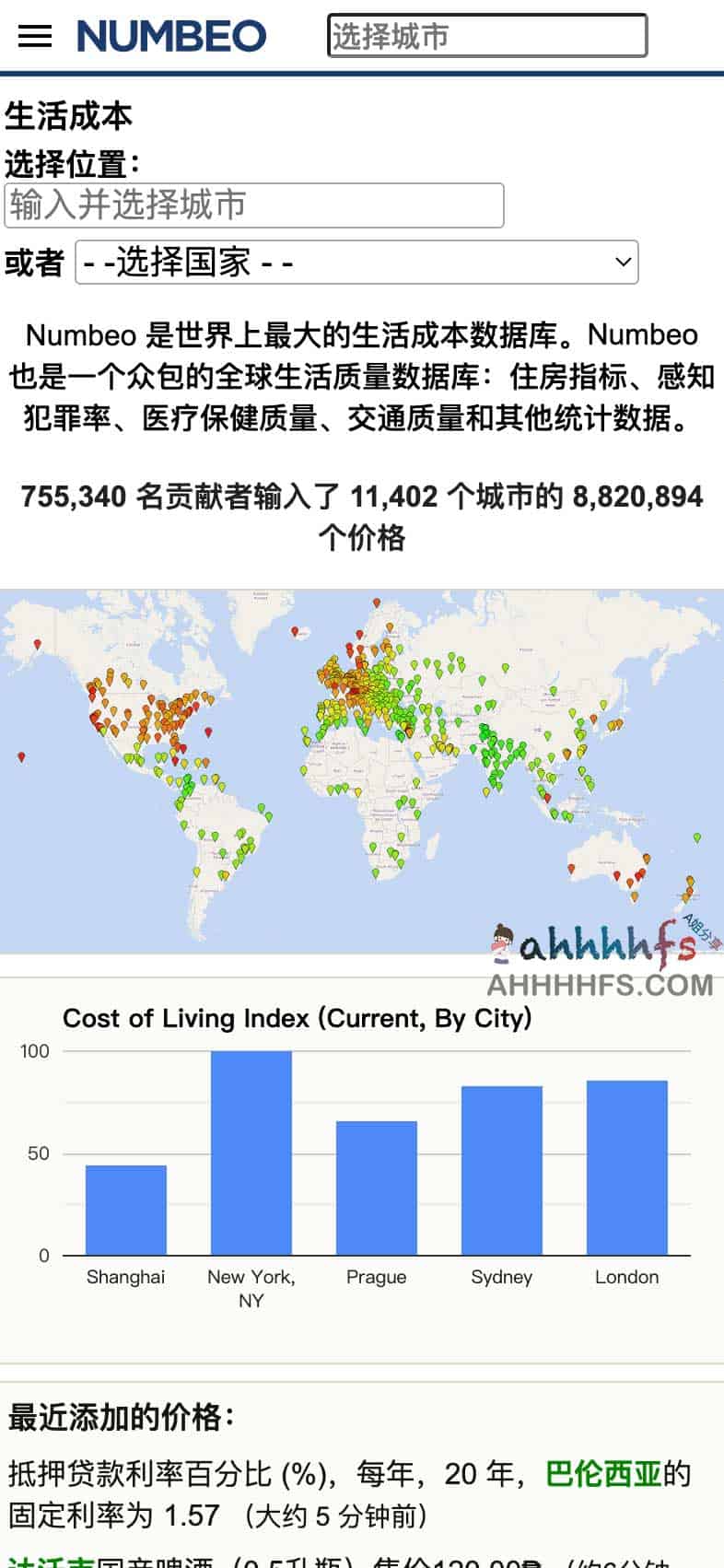 图片[1]-全球国家城市在线生活成本计算器-Numbeo-资源网