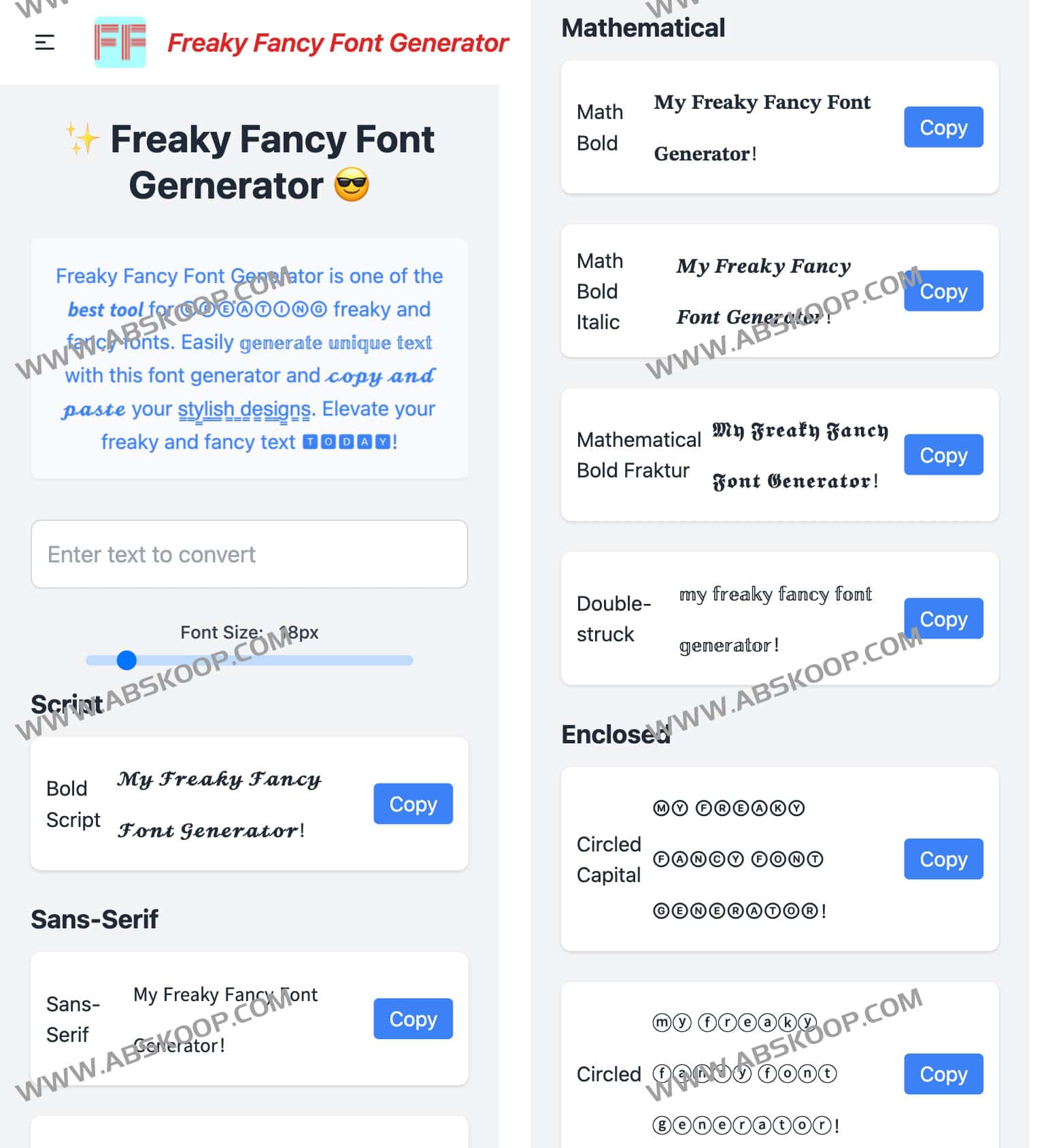 Freaky Fancy Font Generator：奇异字体生成器