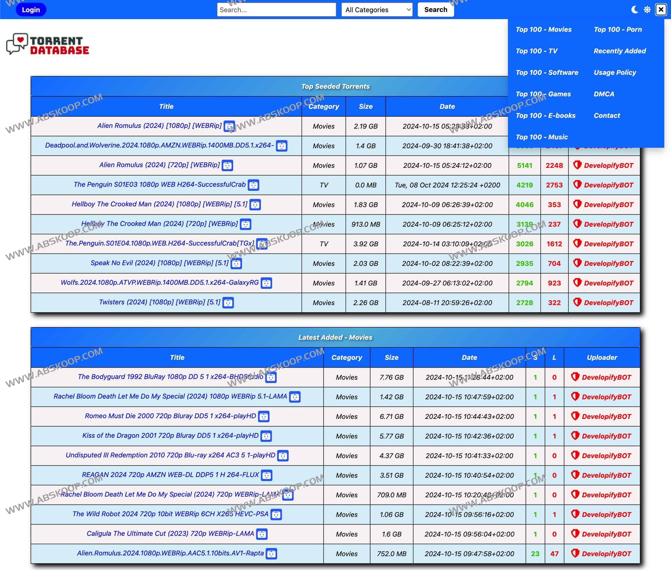 The Torrent Database-综合种子磁力数据库和搜索引擎