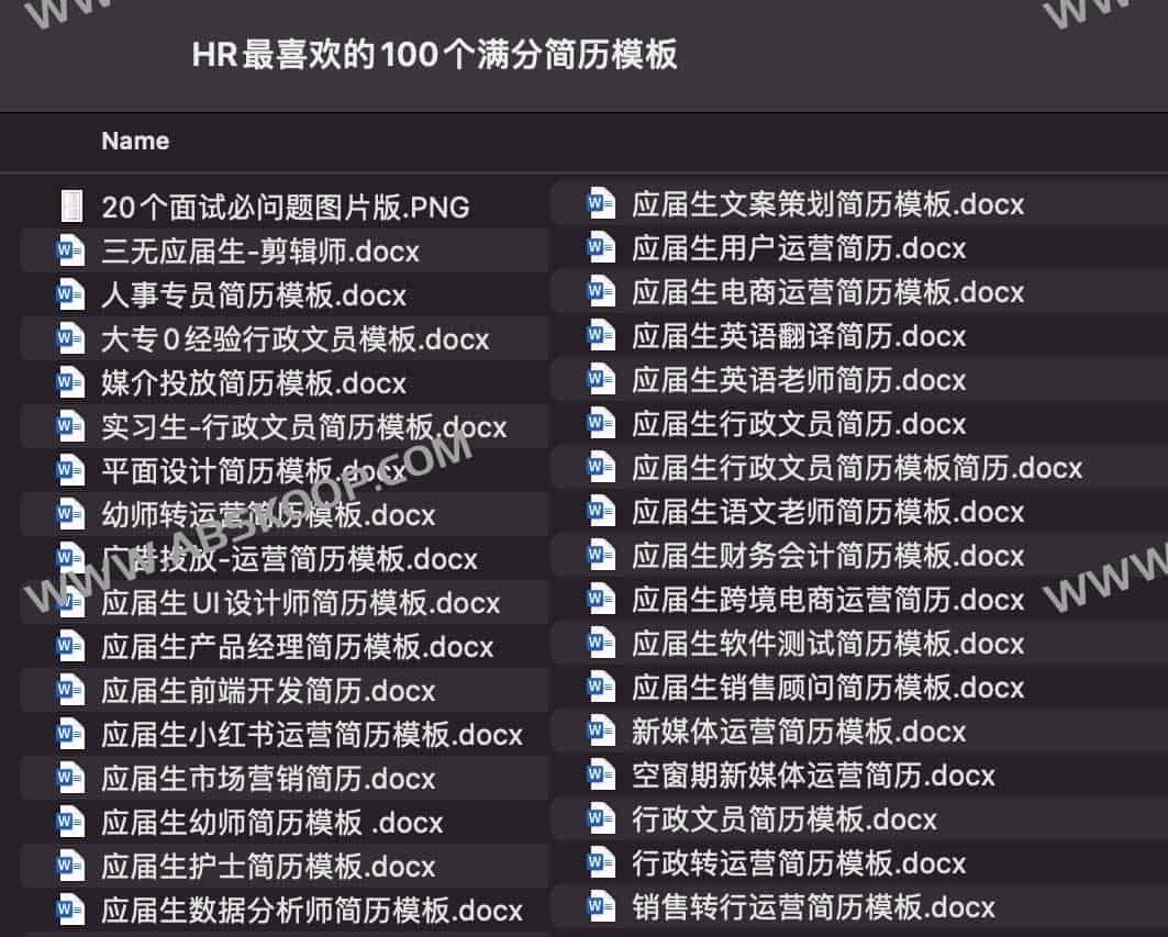 图片[1]-HR最喜欢的100个满分简历模板-资源网