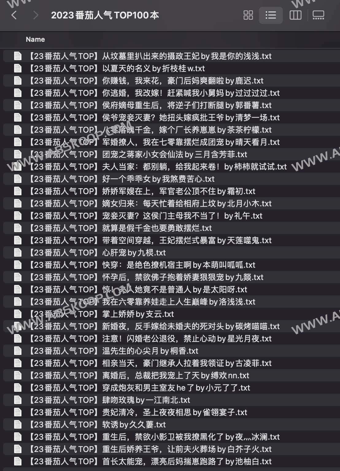 2023番茄人气TOP100本