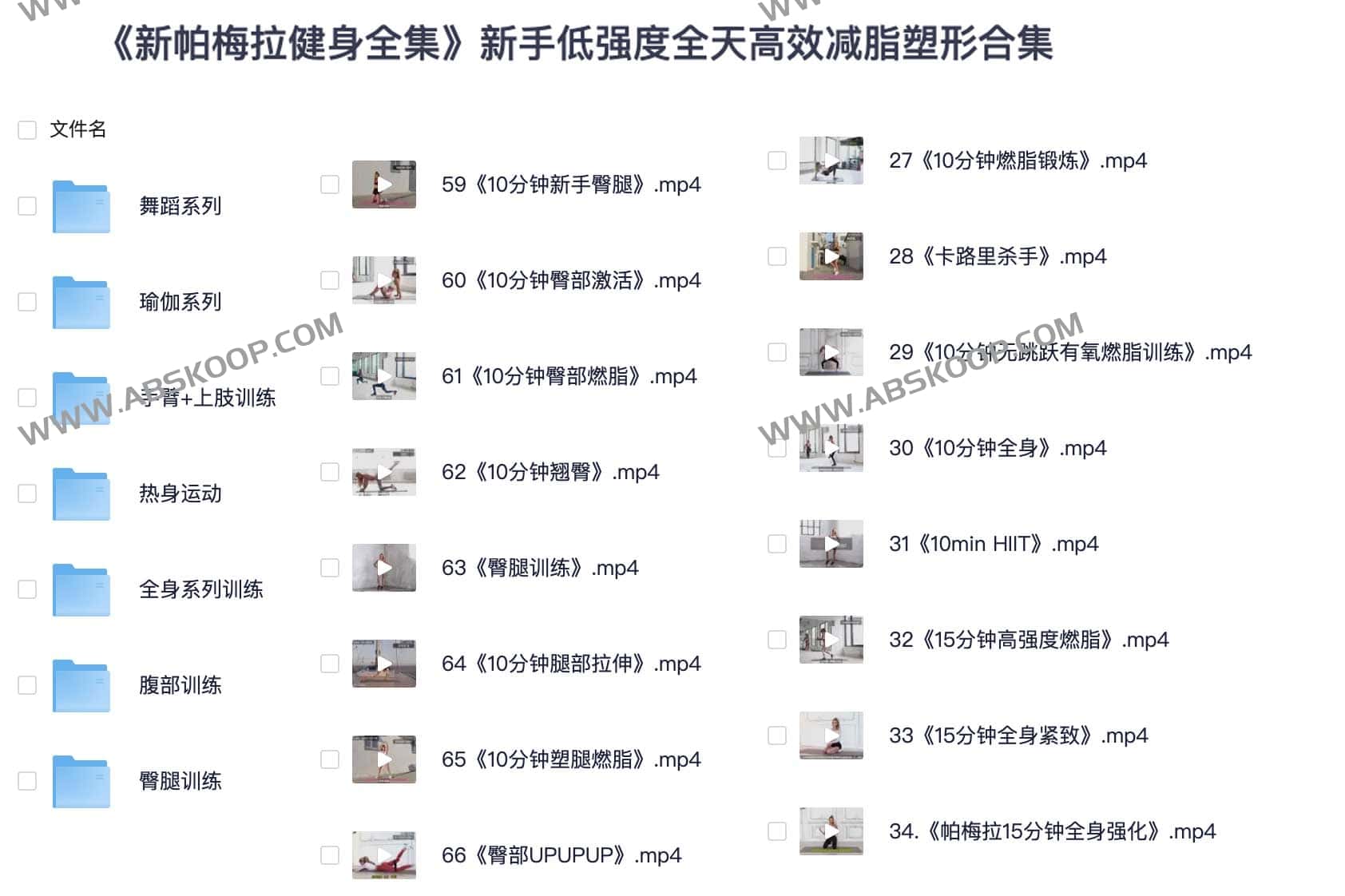 图片[1]-新帕梅拉健身全集 新手低强度全天高效减脂塑形合集-资源网