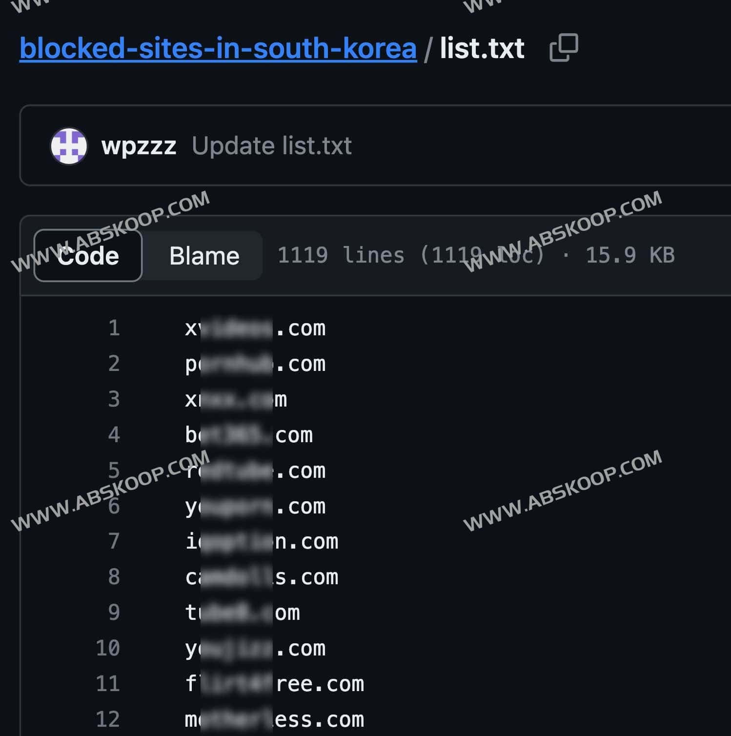 被韩国屏蔽的1119个学习网站-blocked sites in south korea