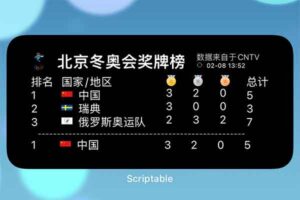 冬奥奖牌实时榜 手机桌面小组件代码-资源网